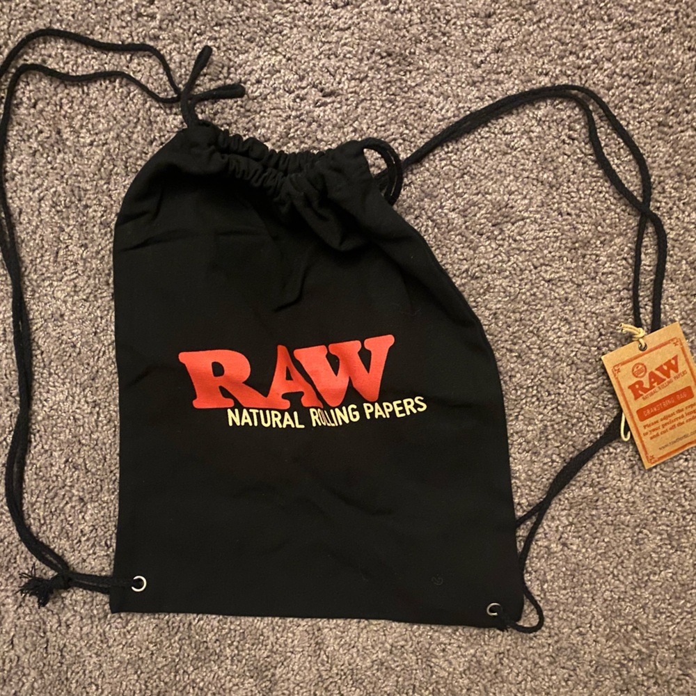 RAW Black Drawstring Backpack